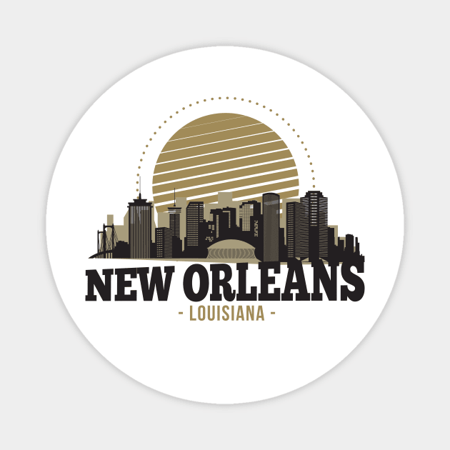 Retro New Orleans, Louisiana Skyline Magnet by SLAG_Creative